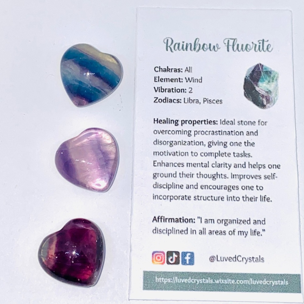 ‼️SOLD‼️Rainbow Fluorite mini Hearts Crystal - Picture 1 of 4